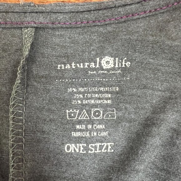 Natural Life jumpsuit Womens One Size Gray Green Wide Leg V-neck Pockets Comfy - Picture 9 of 15